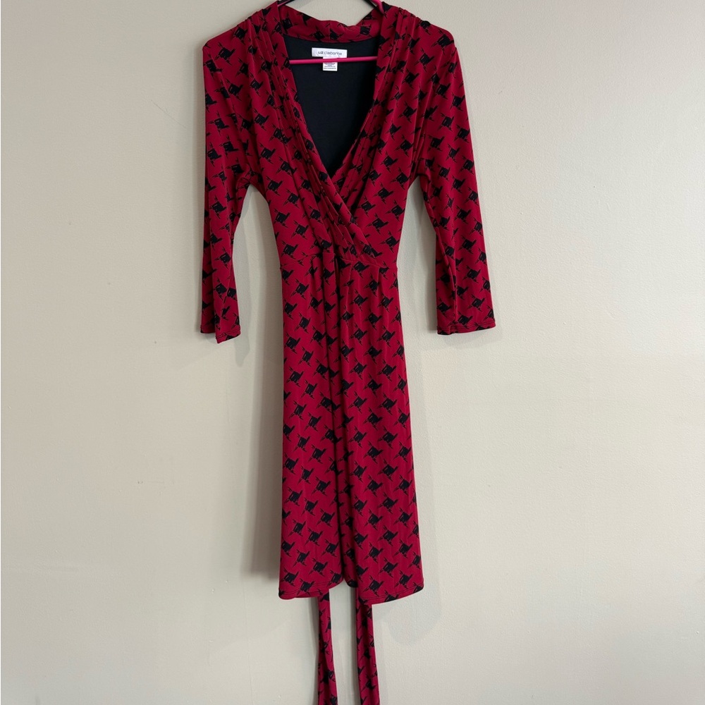 Wrap Midi Dress in Red with Black Print - Diane von Furstenberg